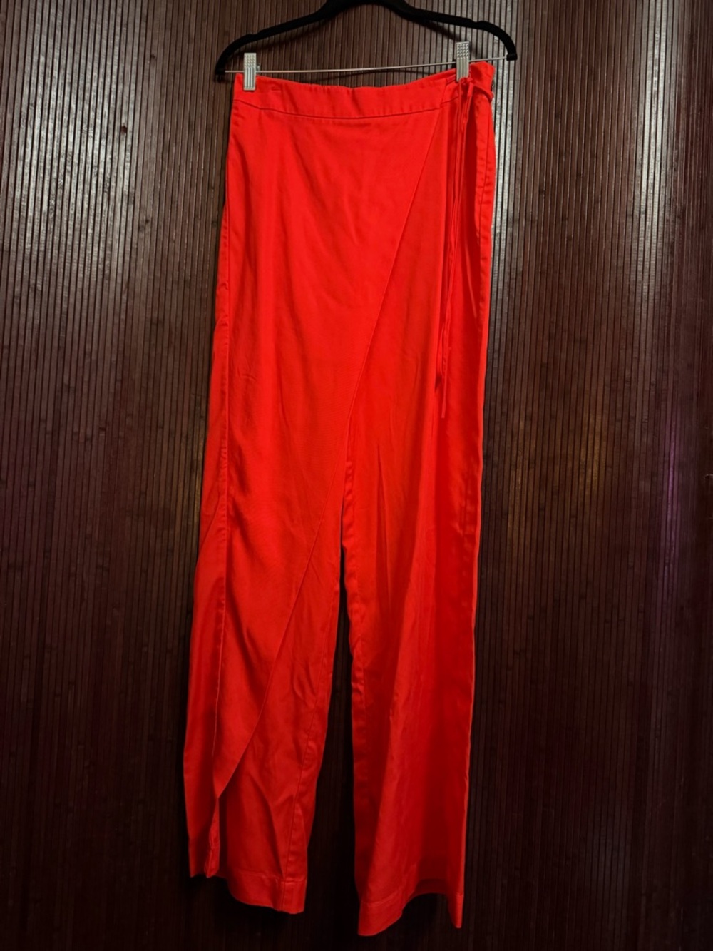Women’s Red Wrap-Style Wide Leg Pants